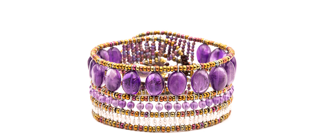 David Mann — Bijoutier à Liège - Bracelet Ziio améthystes perles