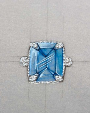 David Mann — Bijoutier à Liège - Projet bague topaze bleue griffes serties de diamants